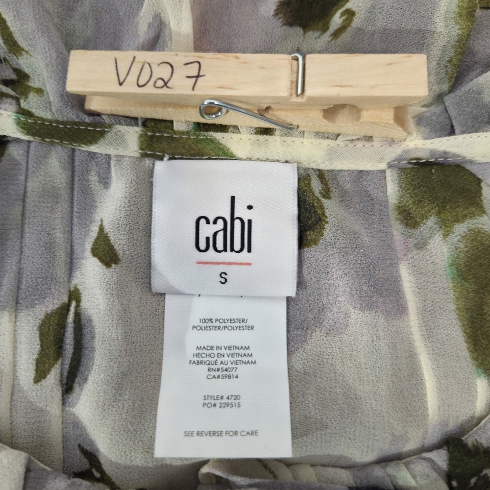 Cabi Printed Cherish Blouse Womens S Sage Green Sheer Cottagecore Romantic - Picture 8 of 10